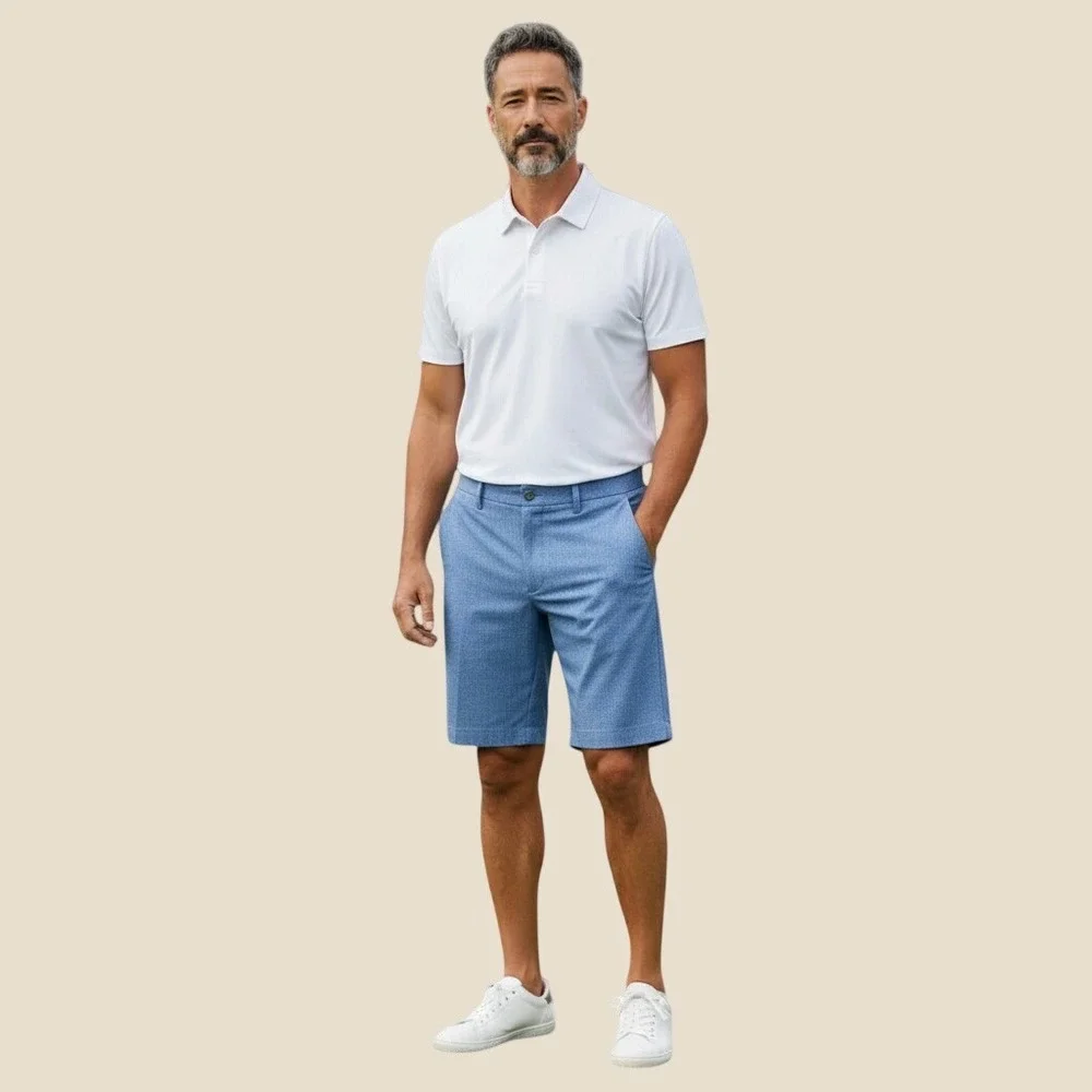 Callaway Mens Golf Shorts 36 Peacoat Heather Blue Swing Tech Flex CGBFA030GG NEW